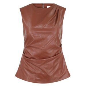 Simkhai Women's Brown Leather Draped Wynter Blouse Top Size 4